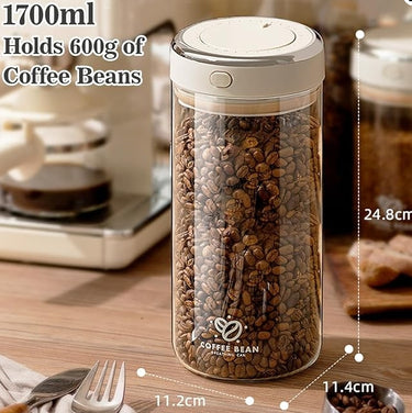 1700ml Airtight Coffee Canister – Borosilicate Glass Jar with One-Way Valve & Date Tracker